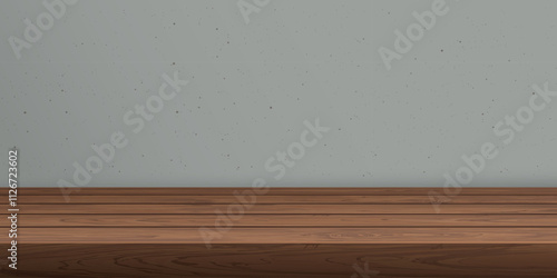 wooden counter mocha mousse tone have blank space for place the products presentation or advertisement with cement wall background graphic illustration.