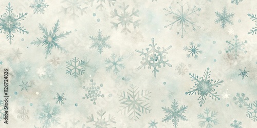 Serene Winter Wonderland A delicate pattern of intricately designed snowflakes on a soft, textured background.