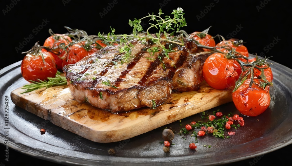 Delicious Grilled Steak with Roasted Tomatoes and Fresh Herbs A Mouthwatering Culinary Delight Perfect for Summer Barbecues and Family Gatherings, Showcasing Juicy Flavors and Fresh Ingredients. Delicious Grilled Steak with Roasted Tomatoes and Fresh Herbs A Mouthwatering Culinary Delight Perfect for Summer Barbecues and Family Gatherings, Showcasing Juicy Flavors and Fresh Ingredients.