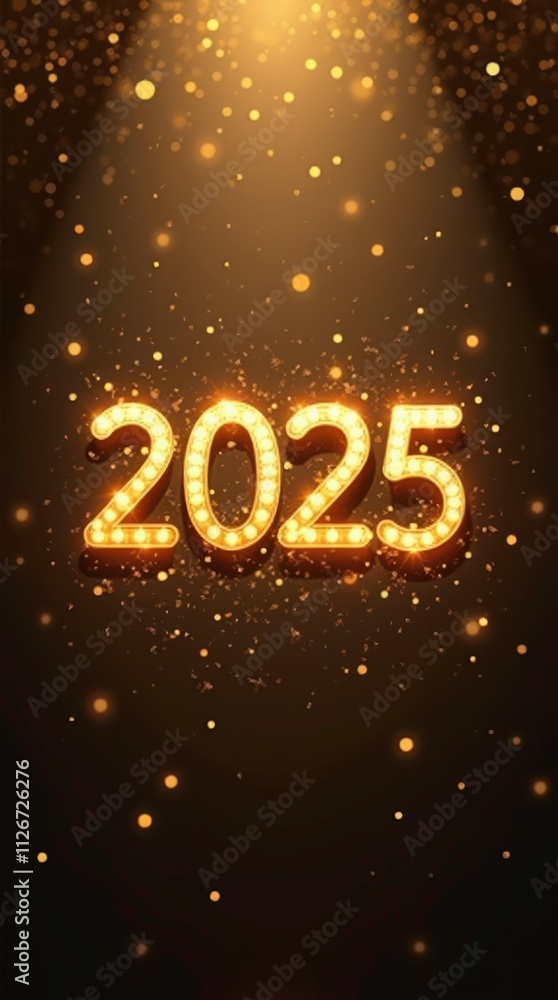 Gold Numbers 2025 With Sparkling Background Celebrating New Year Countdown. Generative AI Gold Numbers 2025 With Sparkling Background Celebrating New Year Countdown. Generative AI