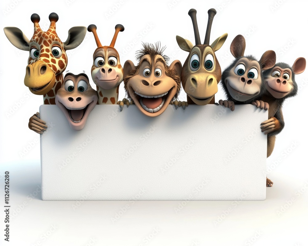 A wild animal depicted in a 3D rendered illustration, accompanied by a white board. A wild animal depicted in a 3D rendered illustration, accompanied by a white board.