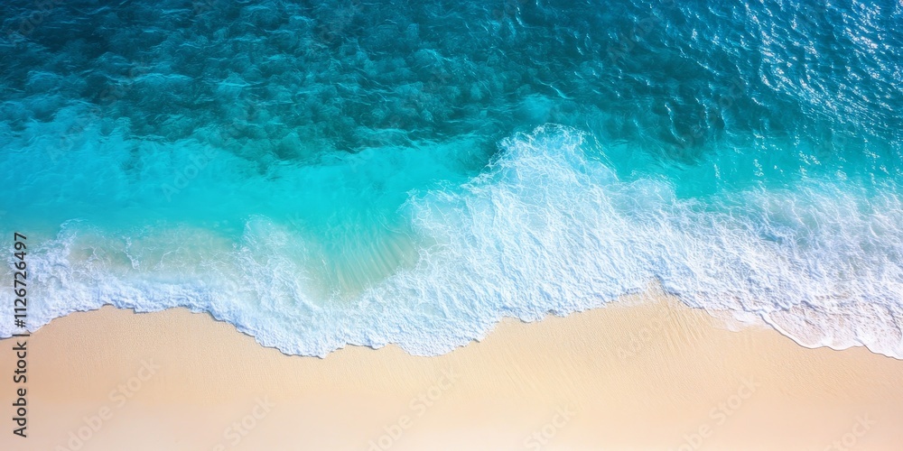 Top view of a tropical beach displaying a stunning blue sky, perfect for creating a serene background featuring the natural beauty of the tropical beach and its clear azure sky. Top view of a tropical beach displaying a stunning blue sky, perfect for creating a serene background featuring the natural beauty of the tropical beach and its clear azure sky.