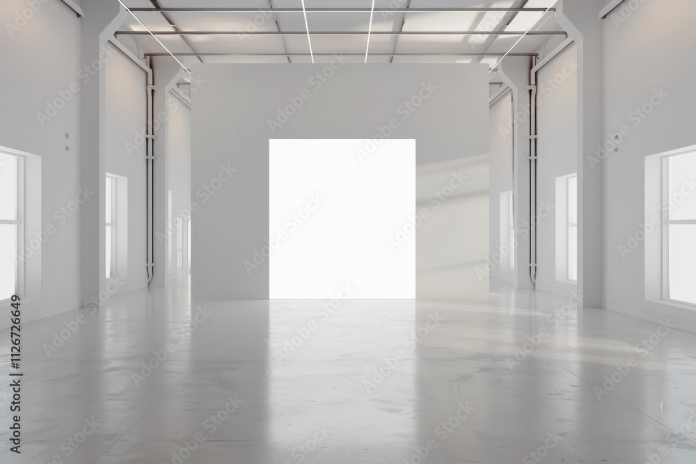 horizontal image of an empty warehouse, mockup space horizontal image of an empty warehouse, mockup space