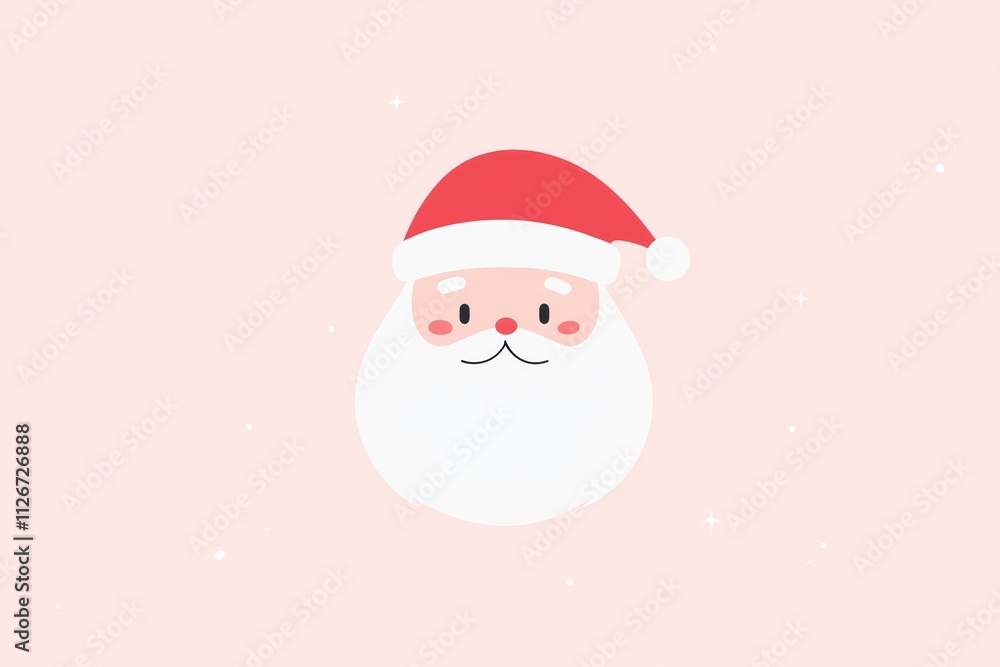 Cute Minimalist Santa Claus Illustration on Soft Pink Background Cute Minimalist Santa Claus Illustration on Soft Pink Background