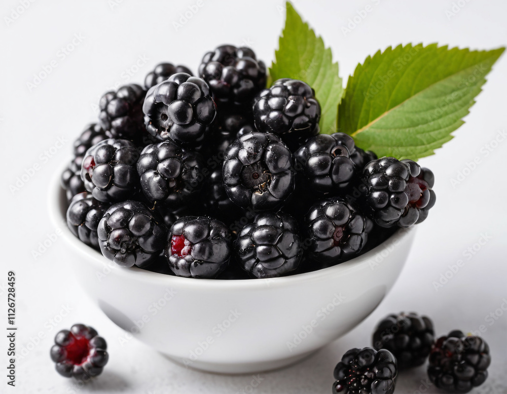 Fresh Blackberries in White Bowl – Vibrant and Healthy Fruit on Clean Background. Fresh Blackberries in White Bowl – Vibrant and Healthy Fruit on Clean Background.