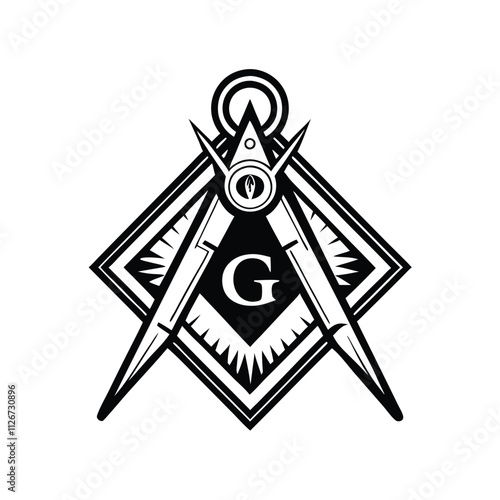 a black and white illustration of a Masonic symbol