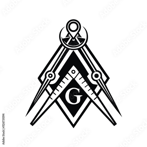 a black and white illustration of a Masonic symbol