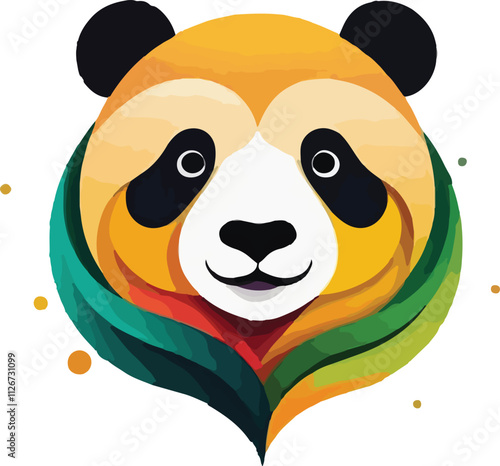Colorful Panda Head vector design, Panda logo and icon Design