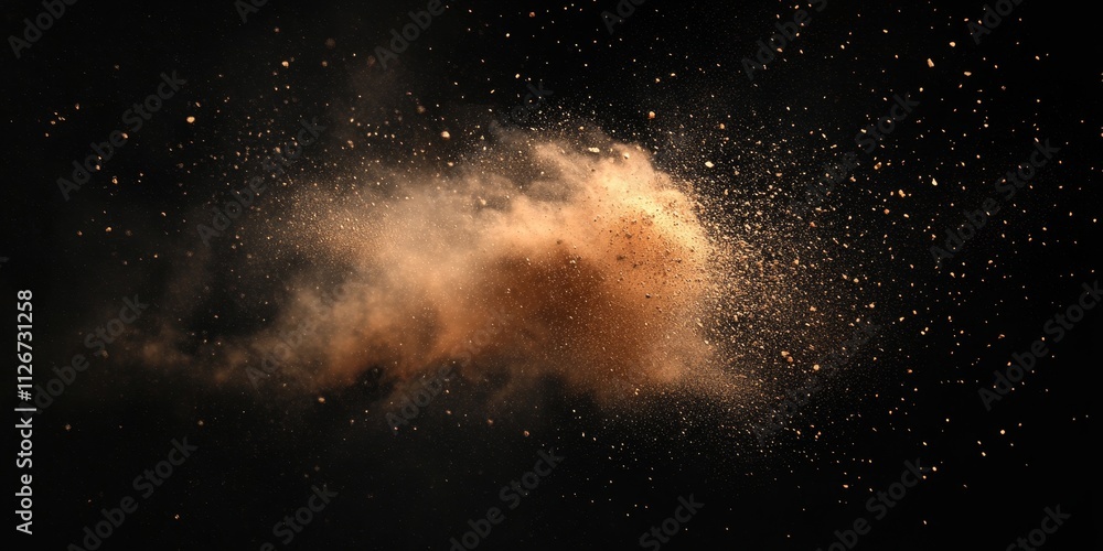 Fire particles create a stunning effect with dust and debris, isolated on a black background. This motion powder spray burst serves as a captivating design element for various creative projects. Fire particles create a stunning effect with dust and debris, isolated on a black background. This motion powder spray burst serves as a captivating design element for various creative projects.