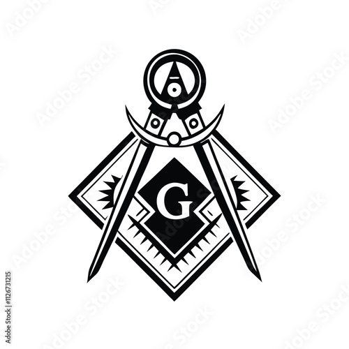 a black and white illustration of a Masonic symbol