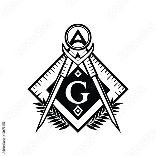 a black and white illustration of a Masonic symbol