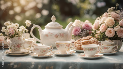 cup of tea and cookies in the nature