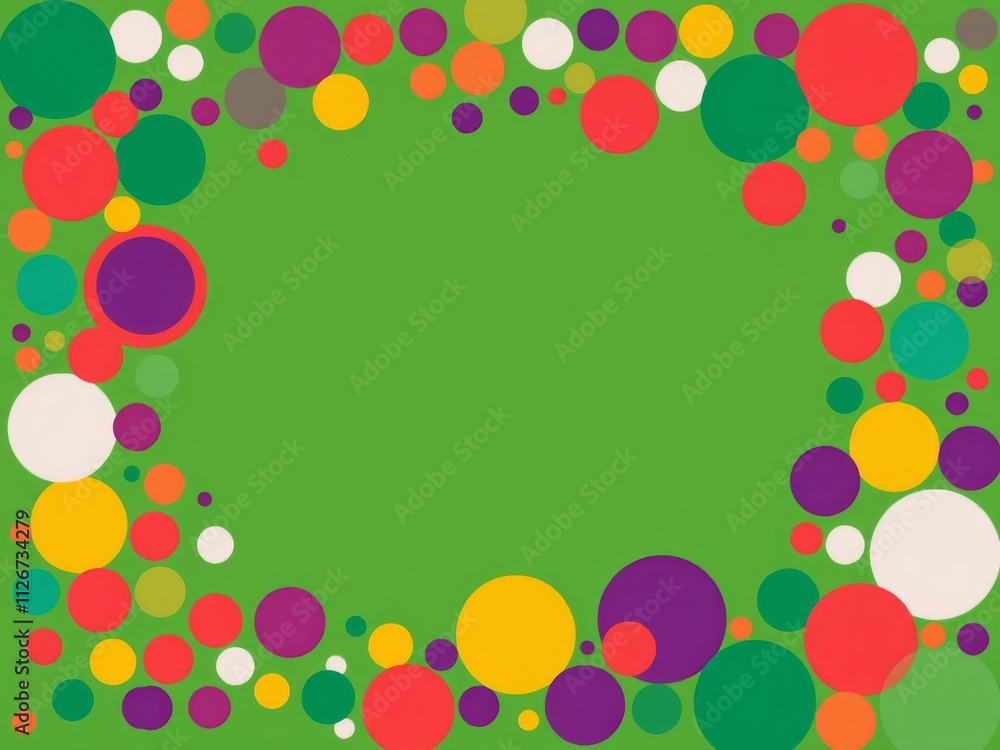 Chaotic arrangement of green circles creating a frame in the center, geometric, vibrant, abstract Chaotic arrangement of green circles creating a frame in the center, geometric, vibrant, abstract
