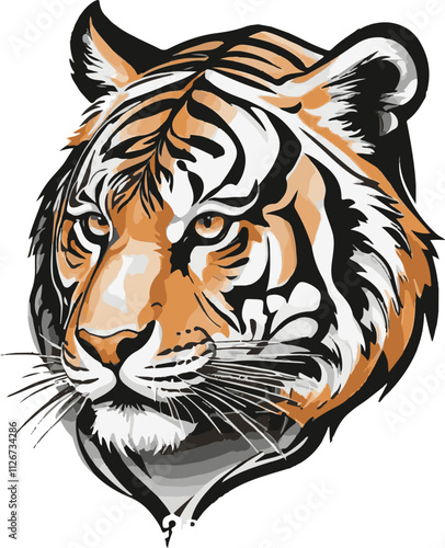 Silhouette Tiger Illustration vector design, Tiger logo and icon design photo