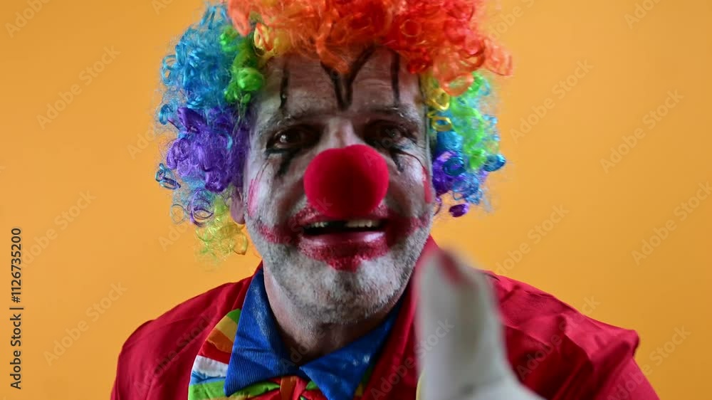 Happy clown making funny gestures. Happy clown making funny gestures.