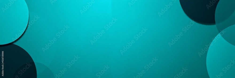 Circular gradient textures in shades of teal and silver overlapping on black background with copy space, background, backdrop, teal