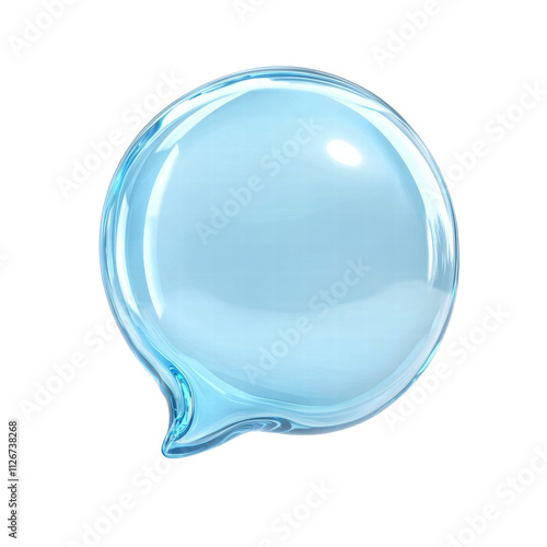 Glossy blue speech bubble on a transparent background