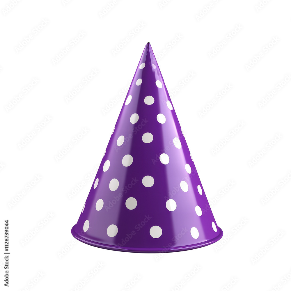Fototapeta premium Purple polka dot party hat for festive celebrations