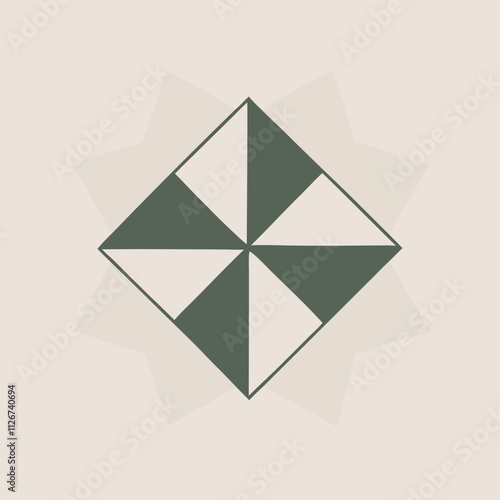 a black and white geometric design in the shape of a star.