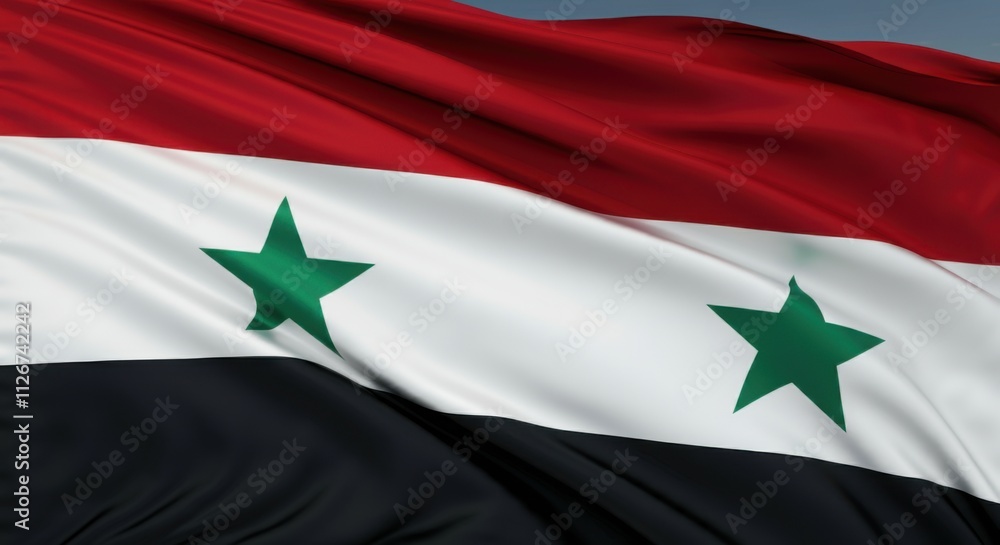 Syrian National Flag Waving in the Wind Syrian National Flag Waving in the Wind