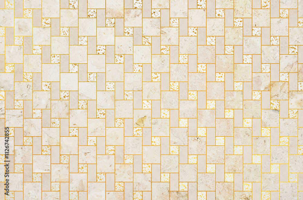 Fototapeta premium Japanese modern plaid background. Decorative modern pattern art with Japanese washi paper, marble and mortar.