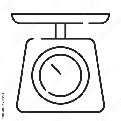 Kitchen scale line icon vector isolated. Symbol of a tool for food measuring. Kitchen equipment.