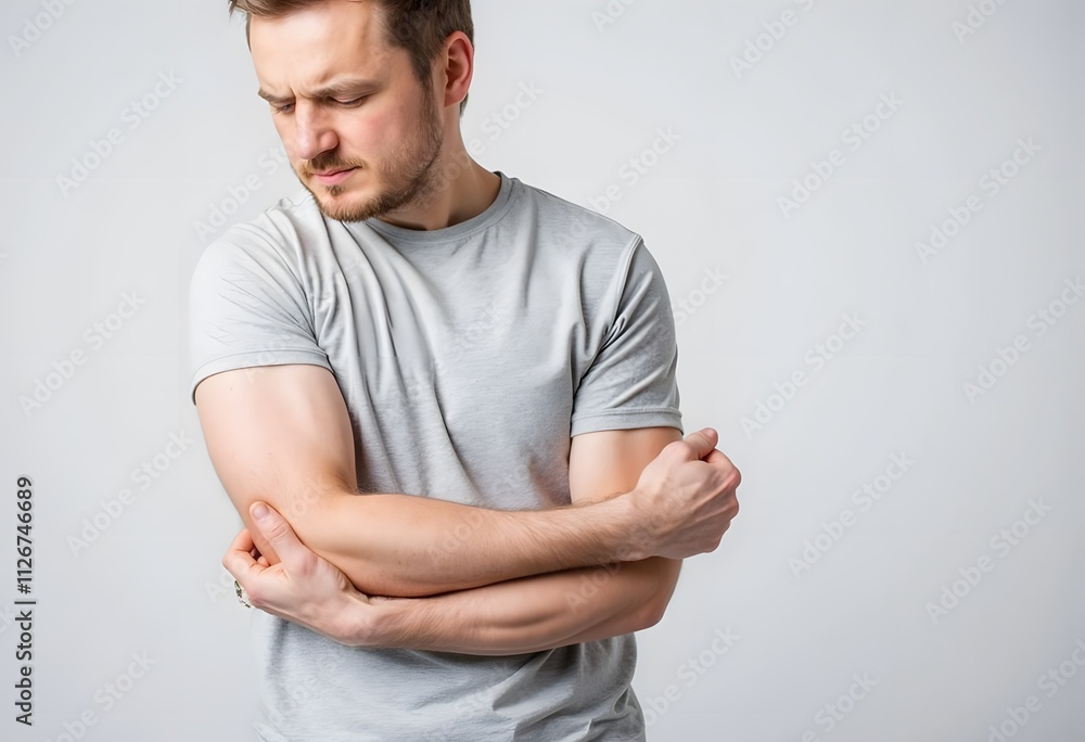 Man Experiencing Elbow Pain: A Medical Image Man Experiencing Elbow Pain: A Medical Image