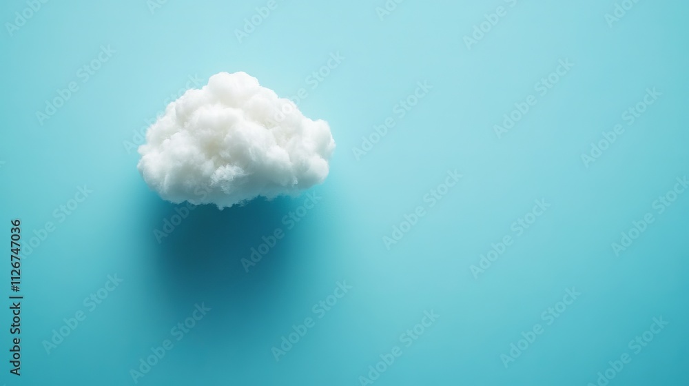 Naklejka premium Soft White Cloud on Pastel Blue Background for Mindfulness and Serenity Themes