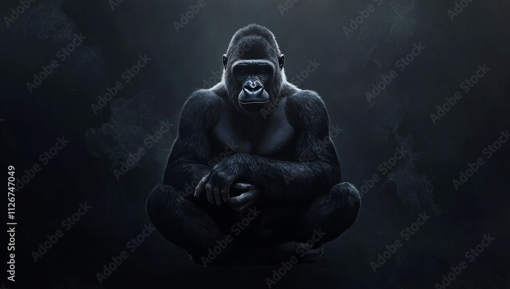 A charming character design of a fat, chubby animal, an ape, generated by AI. A charming character design of a fat, chubby animal, an ape, generated by AI.