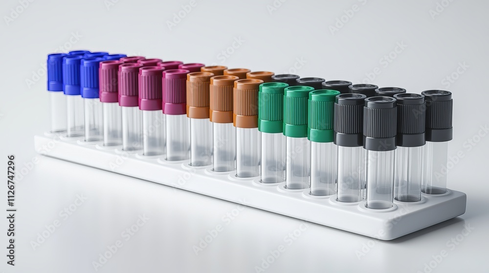 Neatly Arranged Medical Vials and Test Tubes on Laboratory Surface for Scientific Research Neatly Arranged Medical Vials and Test Tubes on Laboratory Surface for Scientific Research