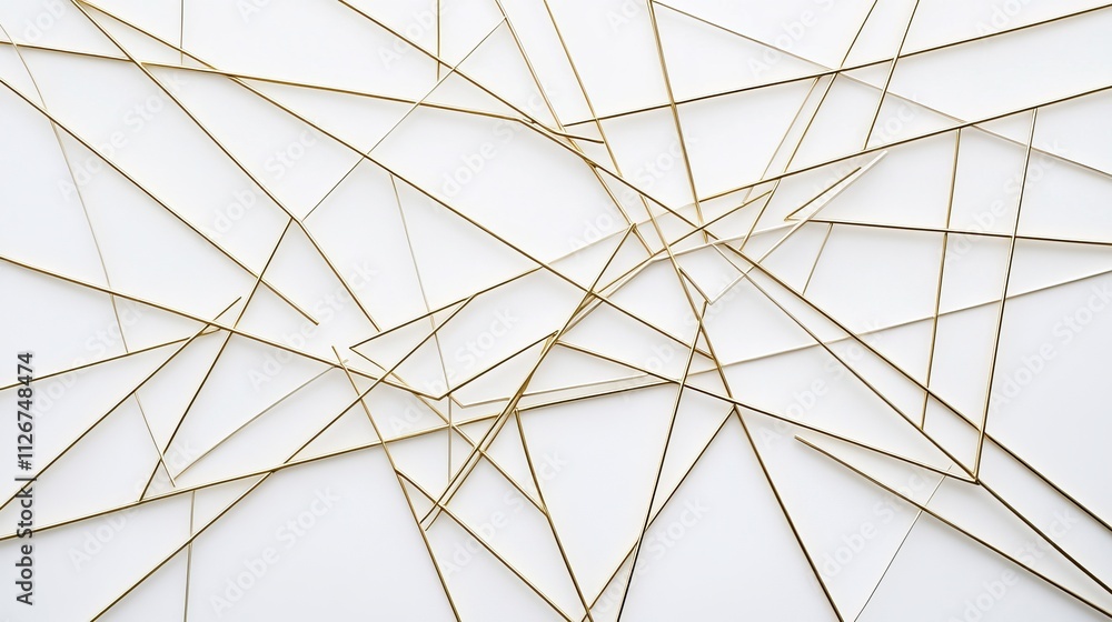 Fototapeta premium Abstract Geometric Pattern with Thin Gold Stripes on a White Background for Modern Designs
