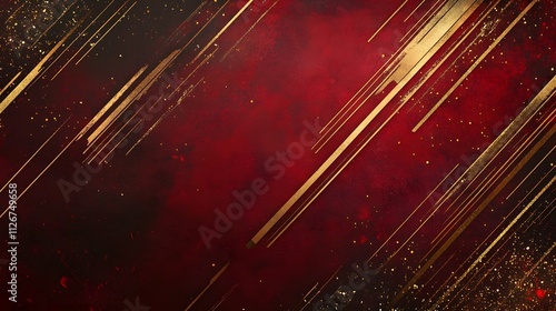 Abstract Red And Gold Background With Diagonal Lines