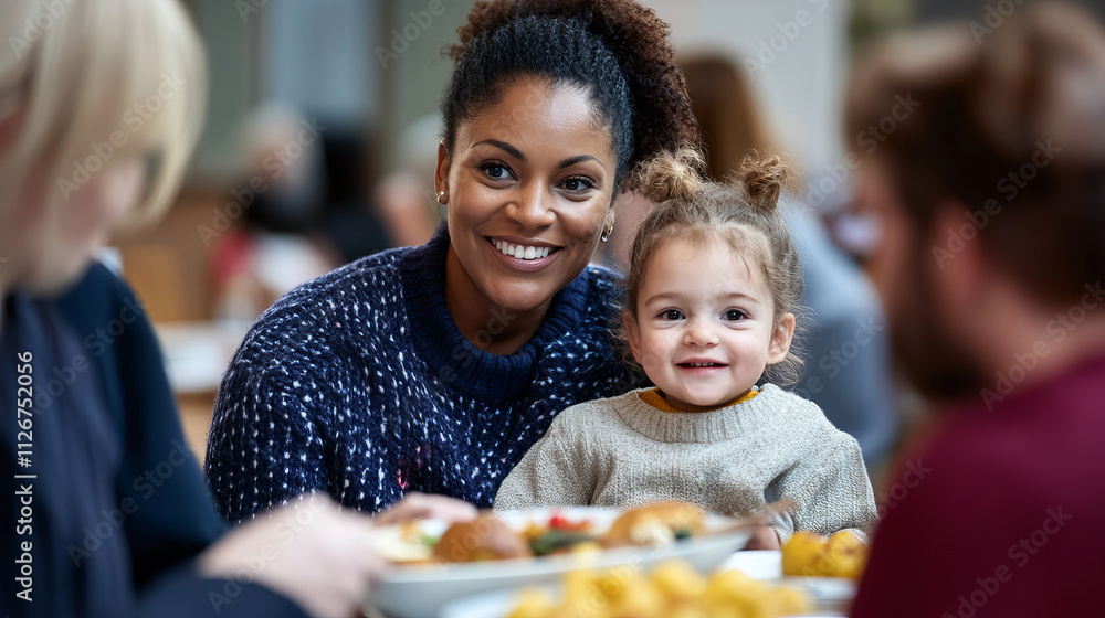 Joyful Moment of Mother and Child Interacting at a Community Event Gathering Together Joyful Moment of Mother and Child Interacting at a Community Event Gathering Together