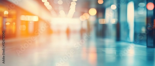 Abstract Blurred Shopping Mall Interior Background with Bokeh Lights