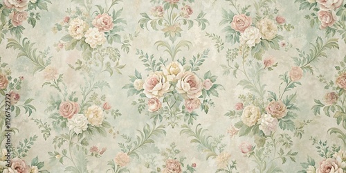 Elegant Pastel Rose and Foliage Vintage Floral Pattern Design for Fabric, Wallpaper, or Home Decor