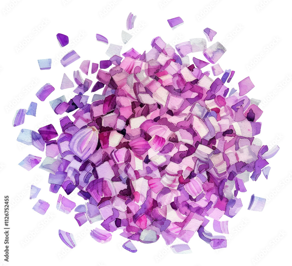 Fototapeta premium PNG An isolated fresh finely chopped onions illustration watercolor vibrant.