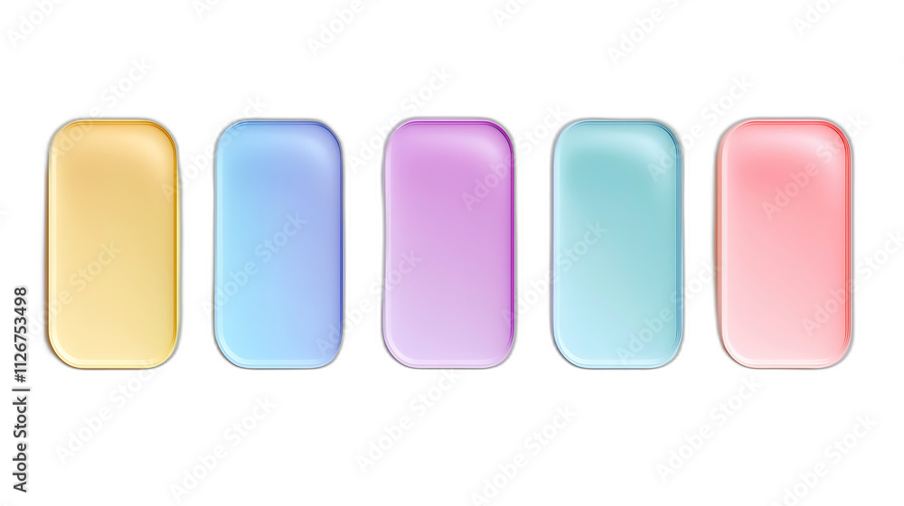 Colorful Glossy Rectangular Buttons App Interface Pastel Shades Web Design Elements Colorful Glossy Rectangular Buttons App Interface Pastel Shades Web Design Elements