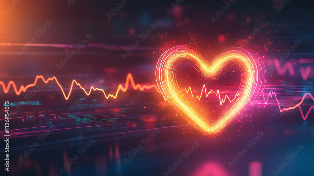 A digital heartbeat icon with glowing neon lines, representing online fitness tracking, health apps, and real-time wellness data. A digital heartbeat icon with glowing neon lines, representing online fitness tracking, health apps, and real-time wellness data.