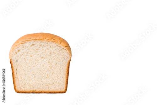 Slice of Freshly Baked White Bread Isolated on White