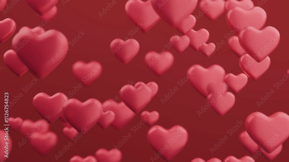 Red Heart Shape Particles Motion Background for love valentine day, 3D rendering Red Heart Shape Particles Motion Background for love valentine day, 3D rendering