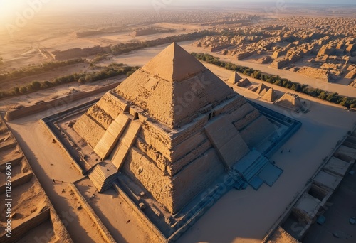 Landscape photo of a great pyramid in Egypt, a wonder of the world that is still mysterious, becoming a tourist destination in Egypt. photo