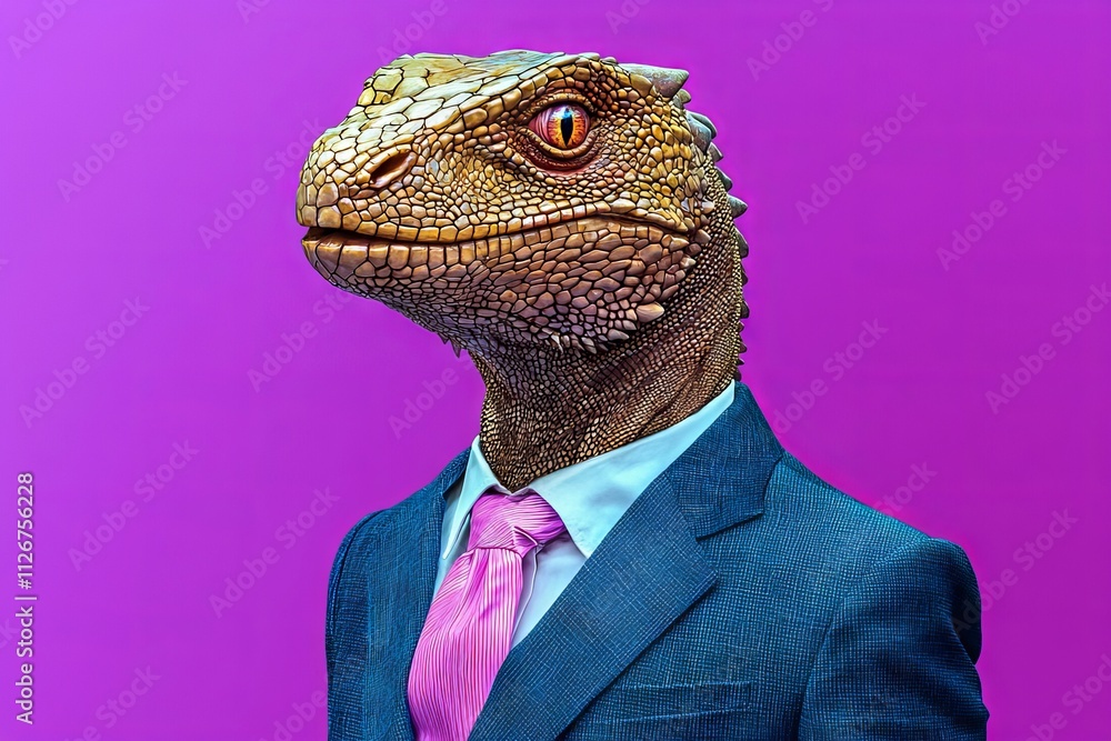An anthropomorphic dragon in a business suit, representing a business concept. Stock photo, enhanced by human touch. An anthropomorphic dragon in a business suit, representing a business concept. Stock photo, enhanced by human touch.