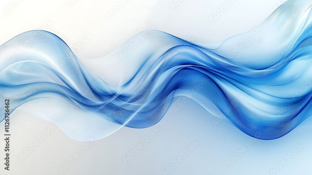 Fototapeta premium Abstract blue wave flowing on white background. (1)