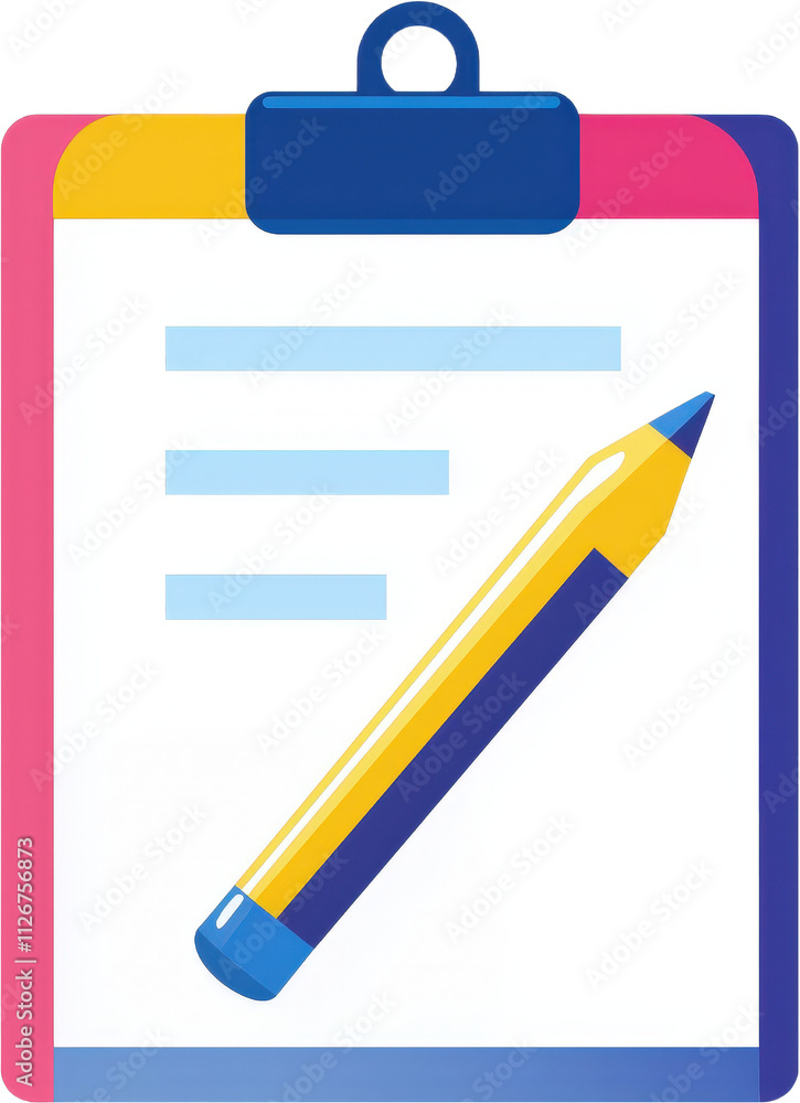 Clipboard with paper and pencil Clipboard with paper and pencil