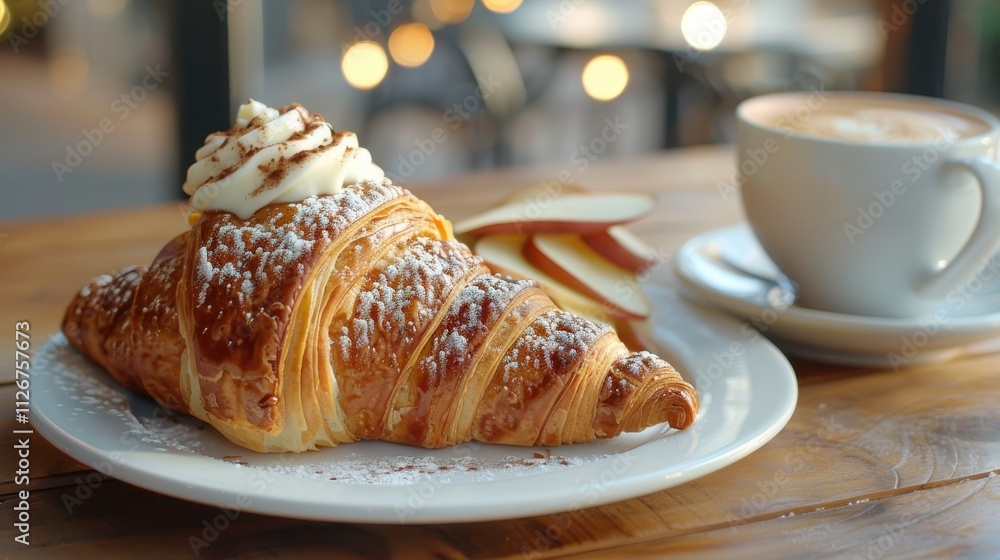 Croissant with quandong jam and a macchiato Croissant with quandong jam and a macchiato