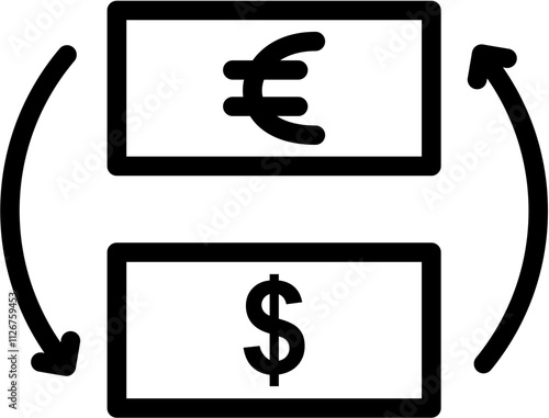 Euro to Dollar exchange arrows vector icon