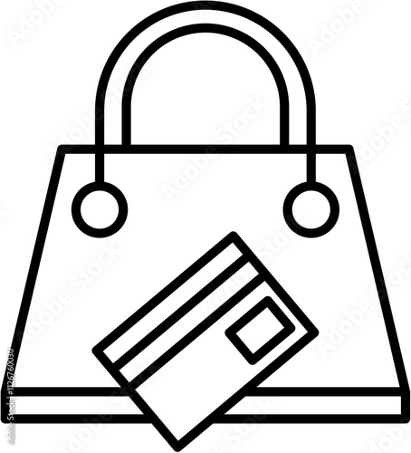 Shopping bag with a credit card vector icon symbolizing online purchasing