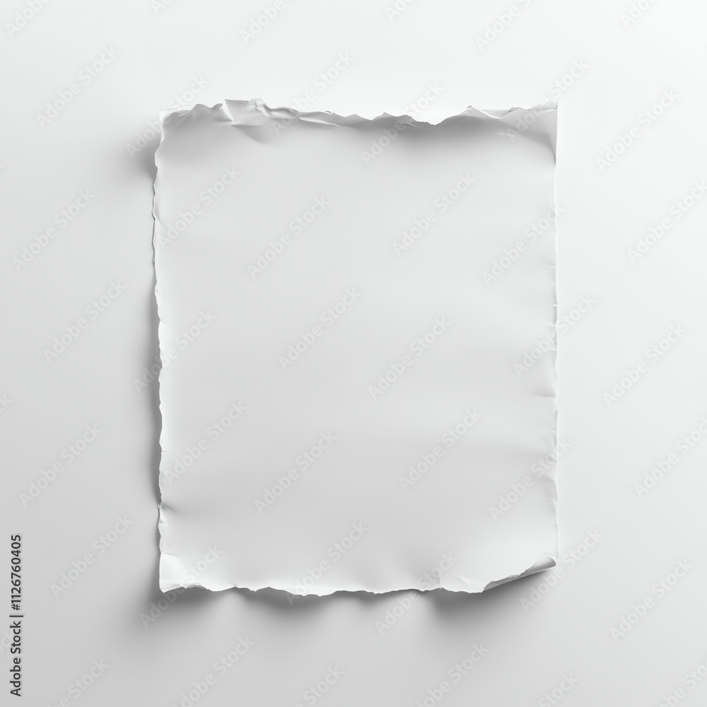 A blank sheet of torn paper, ideal for creative designs or presentations. A blank sheet of torn paper, ideal for creative designs or presentations.