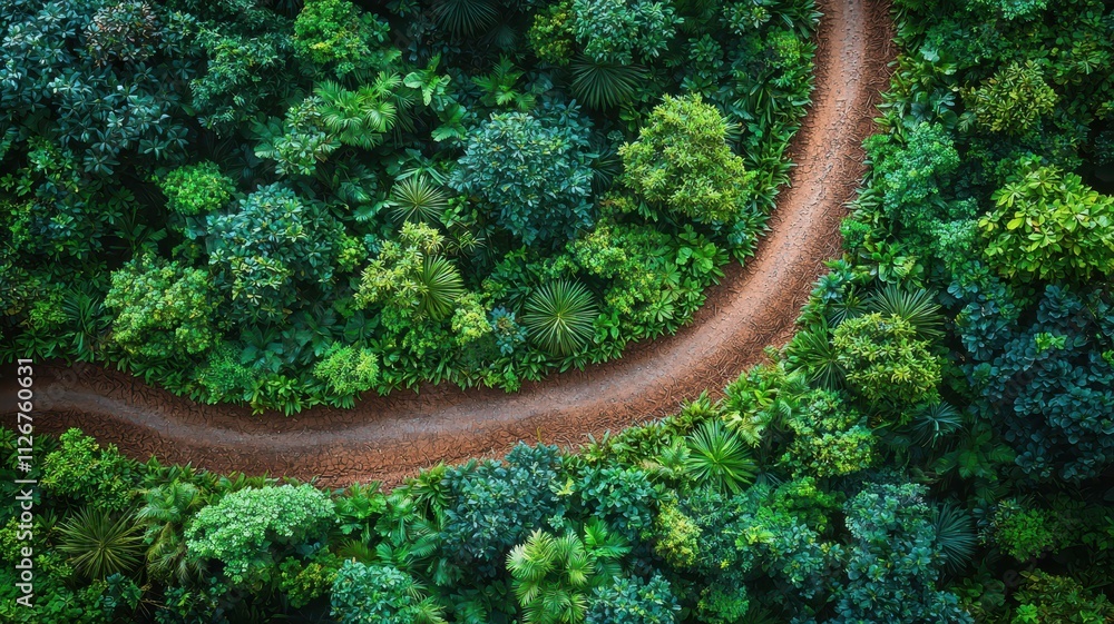 A winding dirt path meanders through a lush green forest, showcasing vibrant foliage and an inviting natural landscape. A winding dirt path meanders through a lush green forest, showcasing vibrant foliage and an inviting natural landscape.