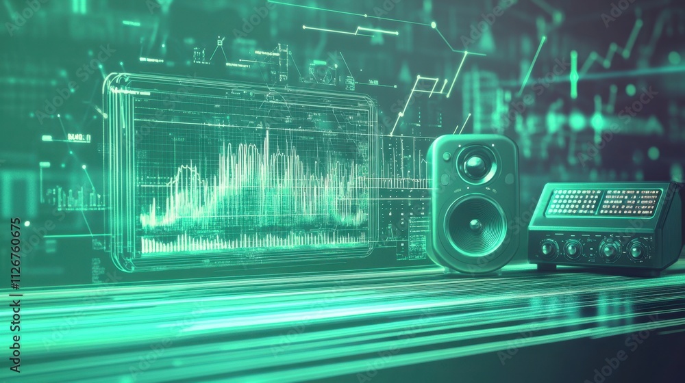 Digital Audio Visualization Futuristic Sound System Music Technology Abstract Graphic Design Digital Audio Visualization Futuristic Sound System Music Technology Abstract Graphic Design